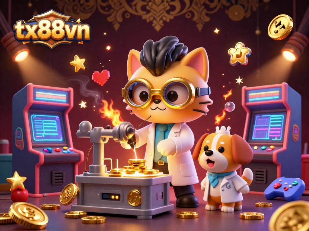 Play thrilling games at tx88vn with exciting characters in a vibrant casino scene.