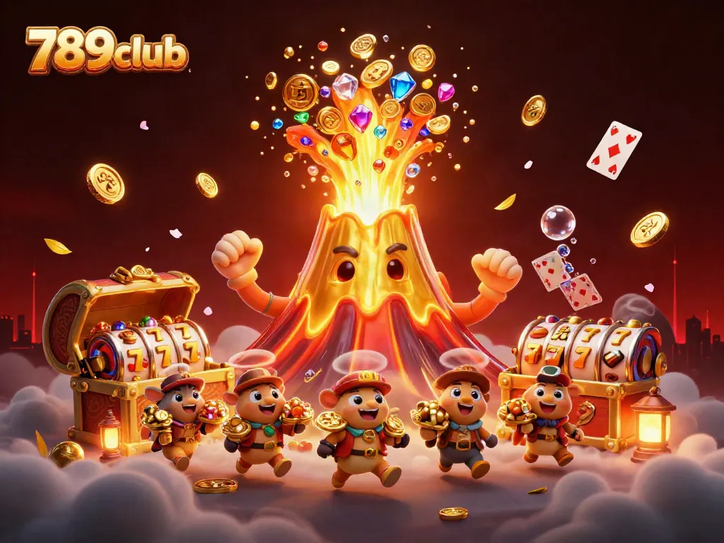 Join the excitement at 789club with a vibrant 3D illustration showcasing games and treasures.