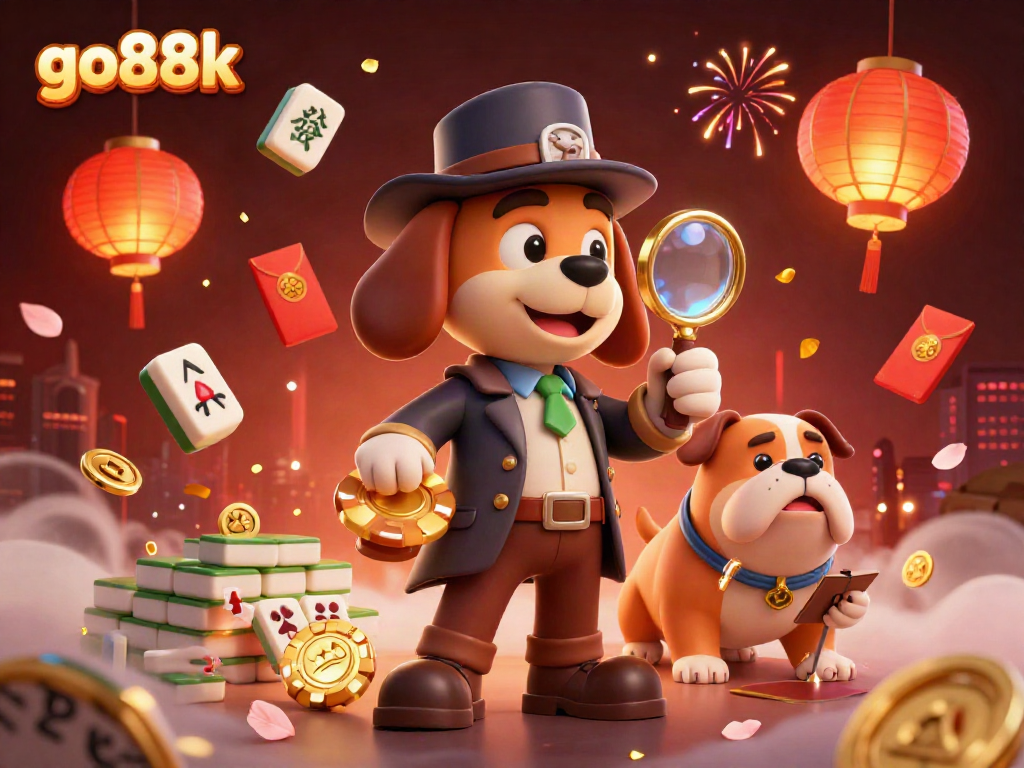 Experience the thrilling world of go88k with a detective and bulldog uncovering hidden treasures.