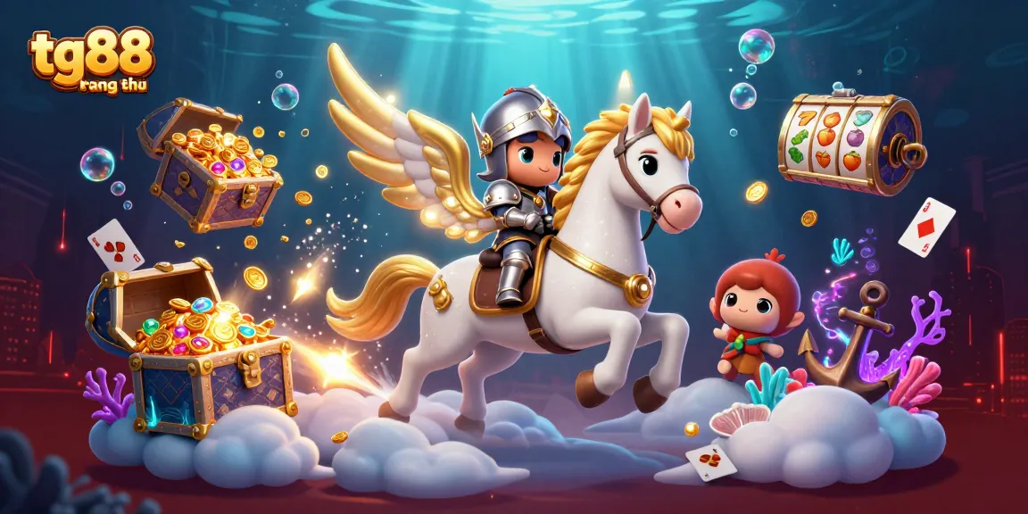 Experience the thrill of tg88 trang chủ with a celestial horse in an exciting casino scene filled with treasures.