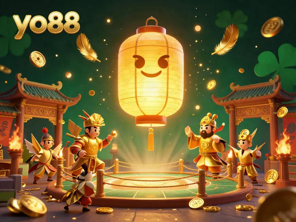 Play games at yo88 casino featuring lantern spirits and golden symbols in an enchanting night market.