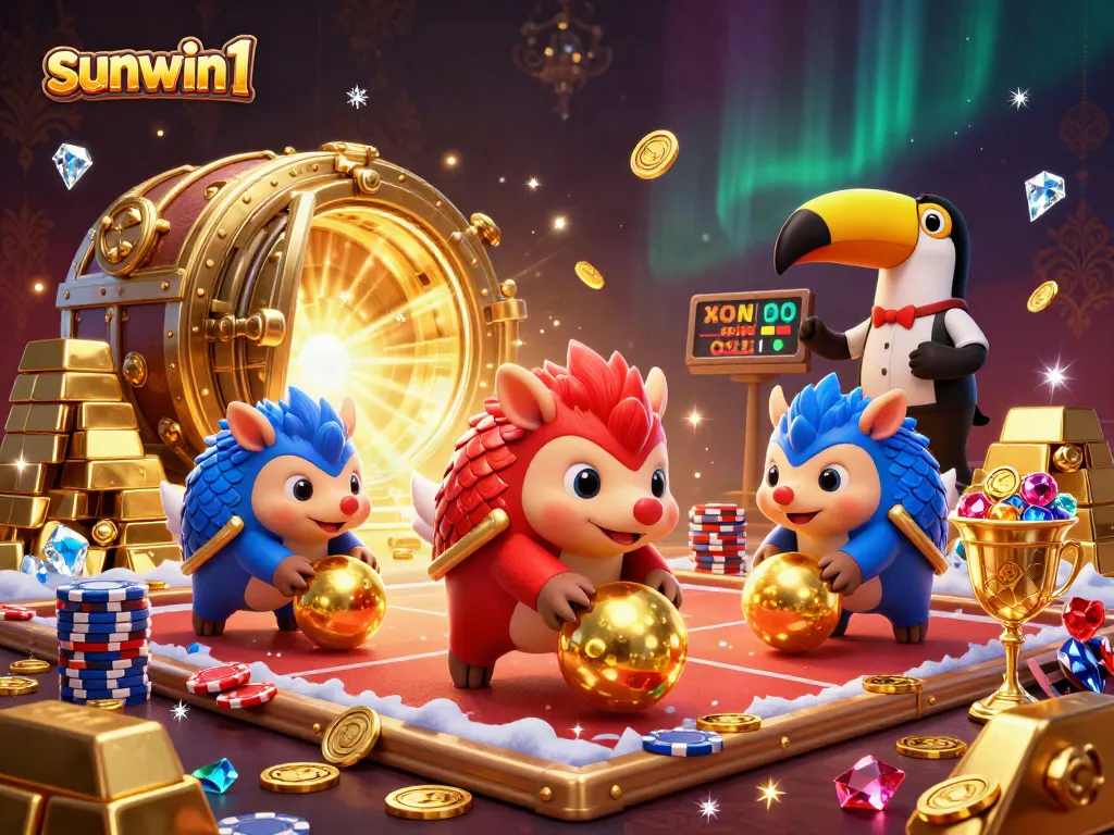Enjoy the exciting gameplay action at sunwin1 with lively pangolins and treasure elements.
