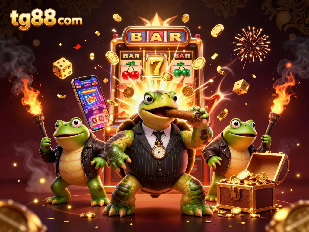 Experience thrilling jackpots at tg88 com with a vibrant 3D casino scene featuring bustling characters and dynamic gaming elements.