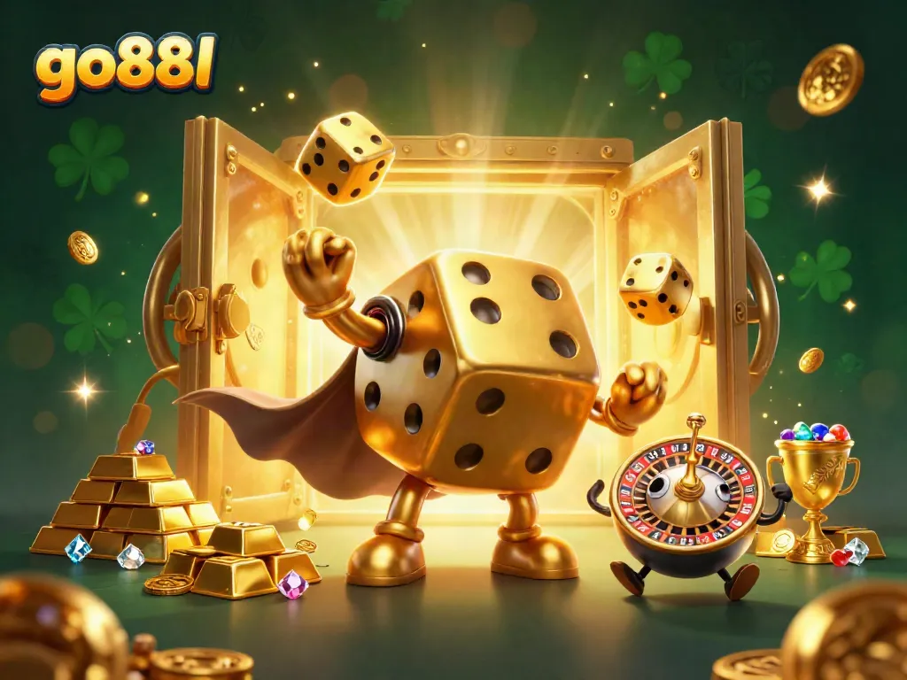 Engage in thrilling adventures with go88l's golden dice golem and dazzling casino treasures.