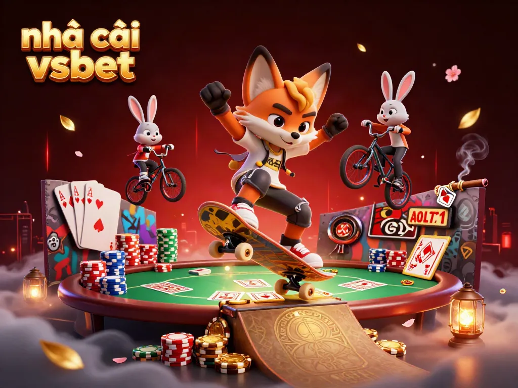 Experience thrilling gaming at nhà cái vsbet with a vibrant 3D casino scene featuring exciting characters.