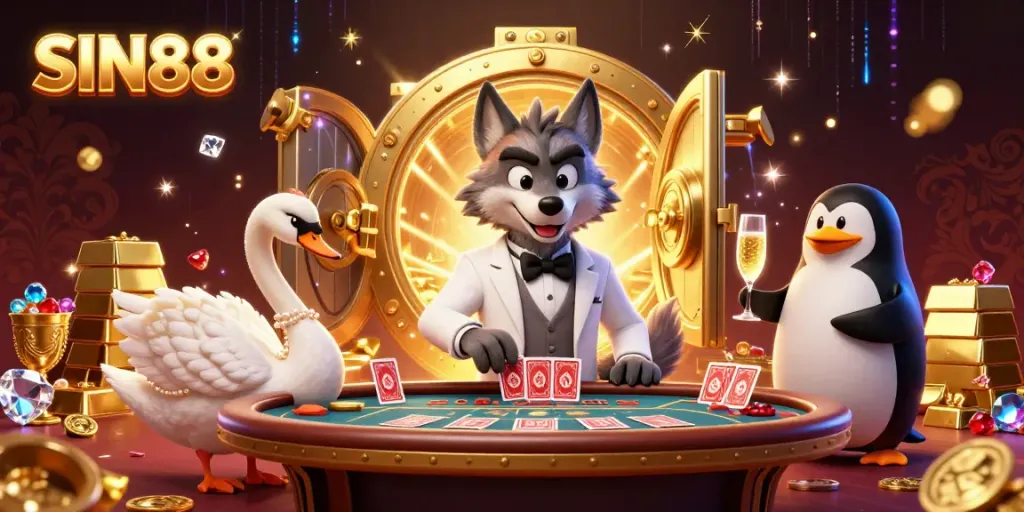 Experience winning with SIN88 at a luxurious baccarat table surrounded by wealth and glamour.