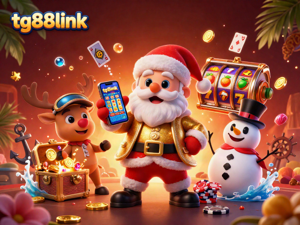 Experience exciting wins with tg88link slots and vibrant casino-themed characters in a dynamic illustration.