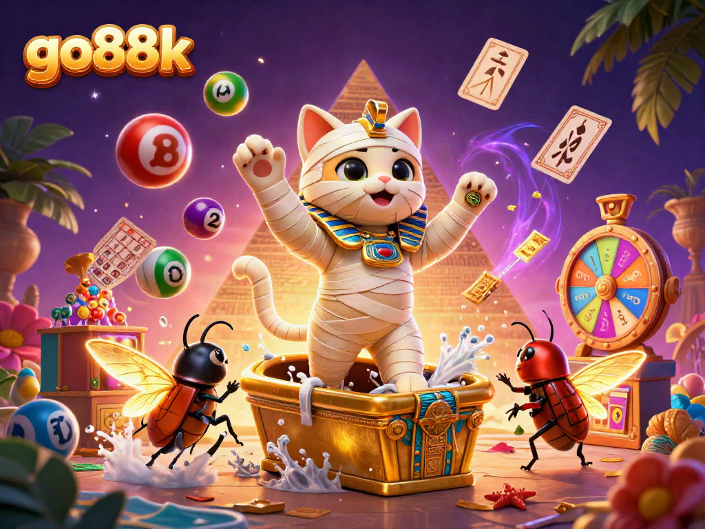 Engage with go88k through a vibrant illustration of Egyptian-themed casino action.